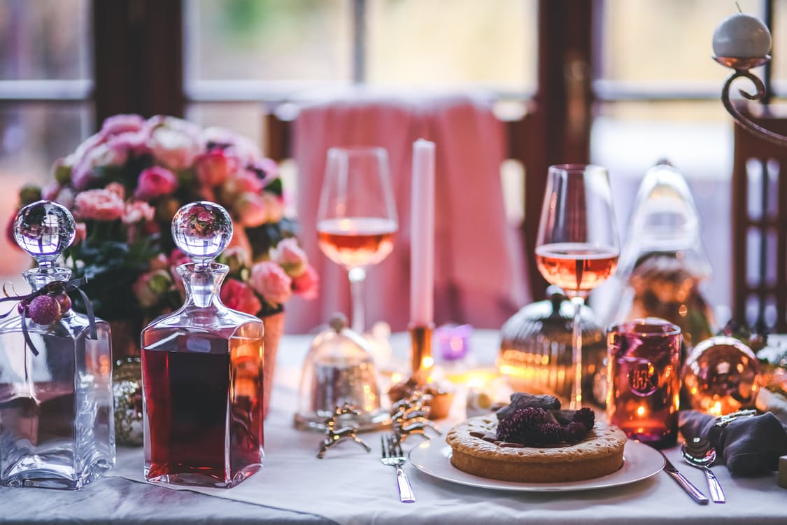 flowers, wine, and luxury food fare