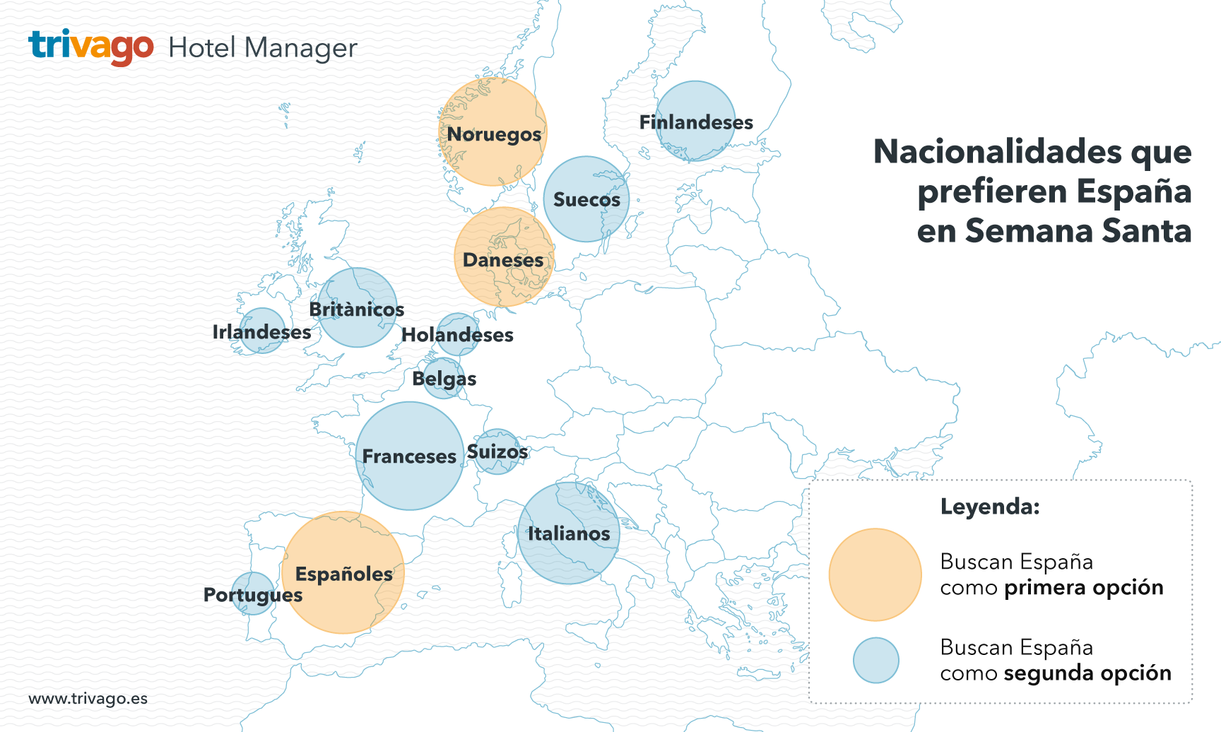 Mapa con las nacionalidades que prefieren España