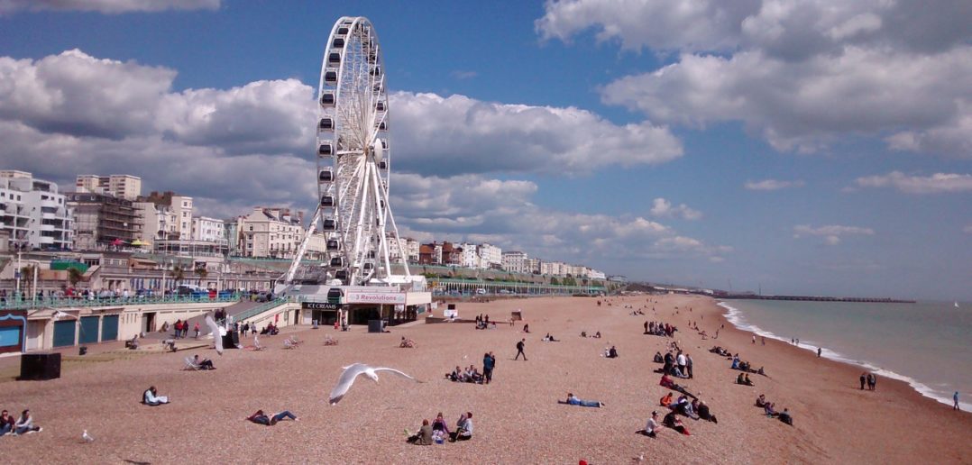 Brighton beach and ferris wheel in summer