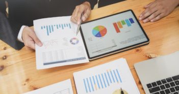 Marketing planning with figures and charts